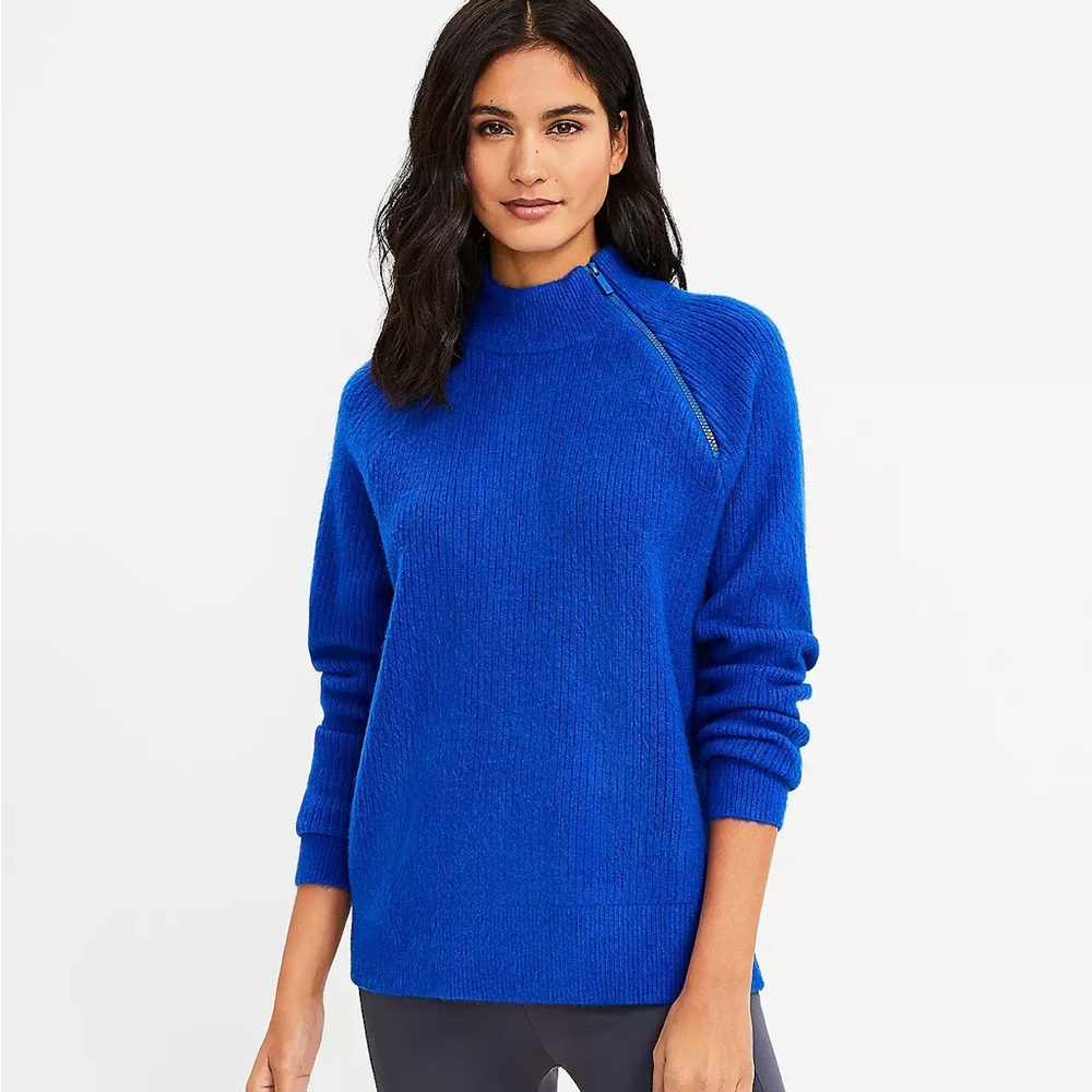 Loft Lou & Grey Zip Turtleneck Sweater in Cobalt Current
